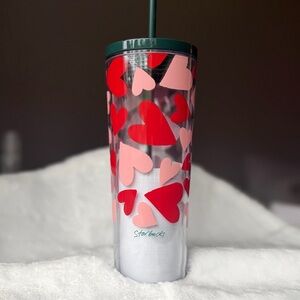 Starbucks Valentine’s Day red pink hearts cold cup 24OZ